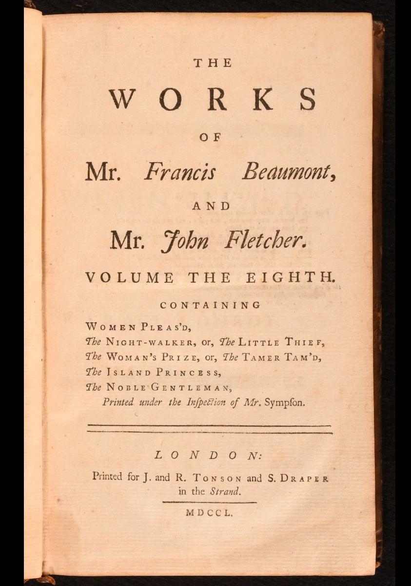 1750 Le opere di Mr. Francis Beaumont e di Mr. John Fletcher in vendita 4