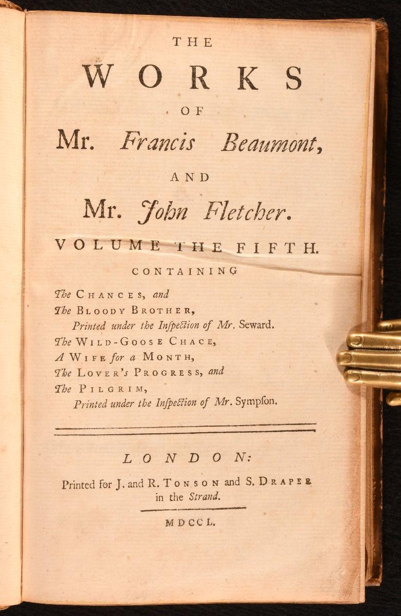 Britannico 1750 Le opere di Mr. Francis Beaumont e di Mr. John Fletcher in vendita