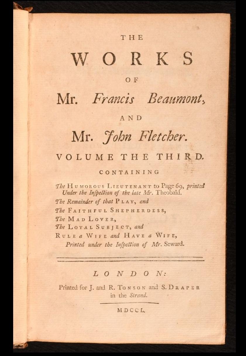 1750 Le opere di Mr. Francis Beaumont e di Mr. John Fletcher in vendita 2