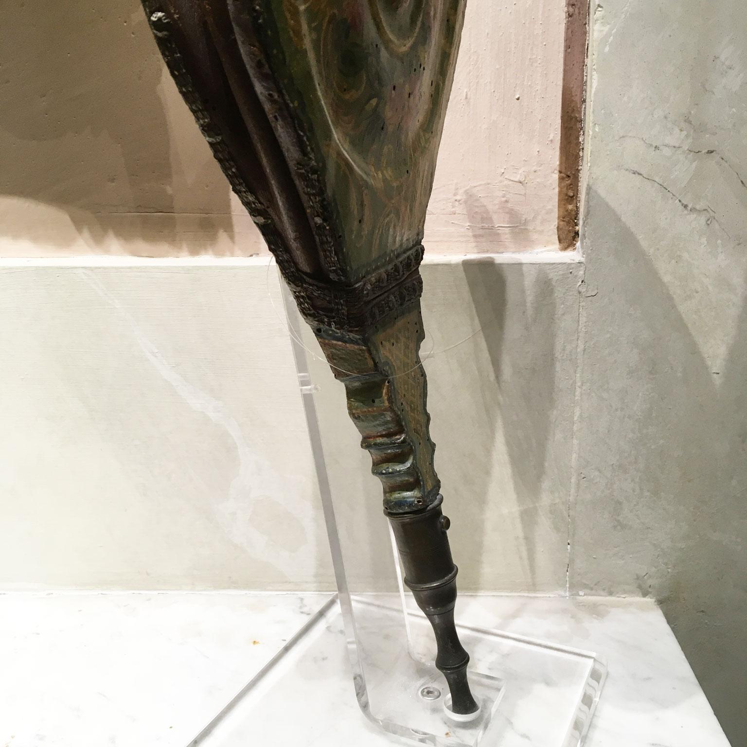 1750 Venecia Italia Fuelle de chimenea de madera lacada en verde con flores en venta 2
