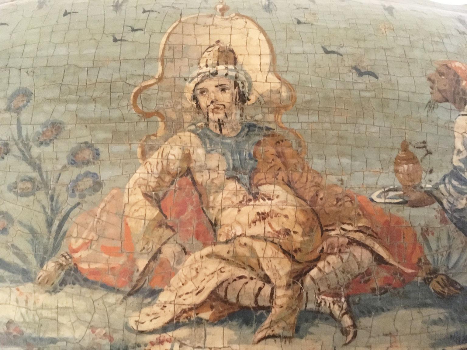 1750 Venecia Italia Caja de madera lacada en verde azul claro y perfilada con flores en venta 7