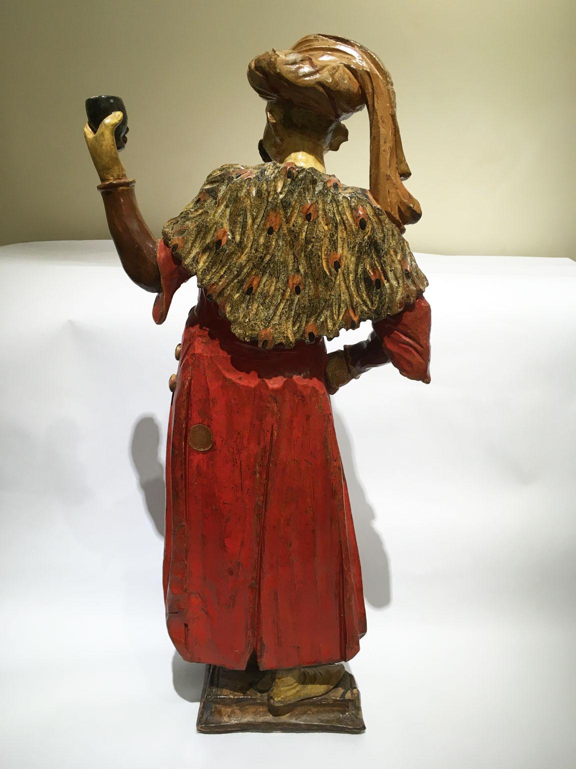 1750 Venecia Italia Escultura lacada policromada y grabada en madera Madera en venta