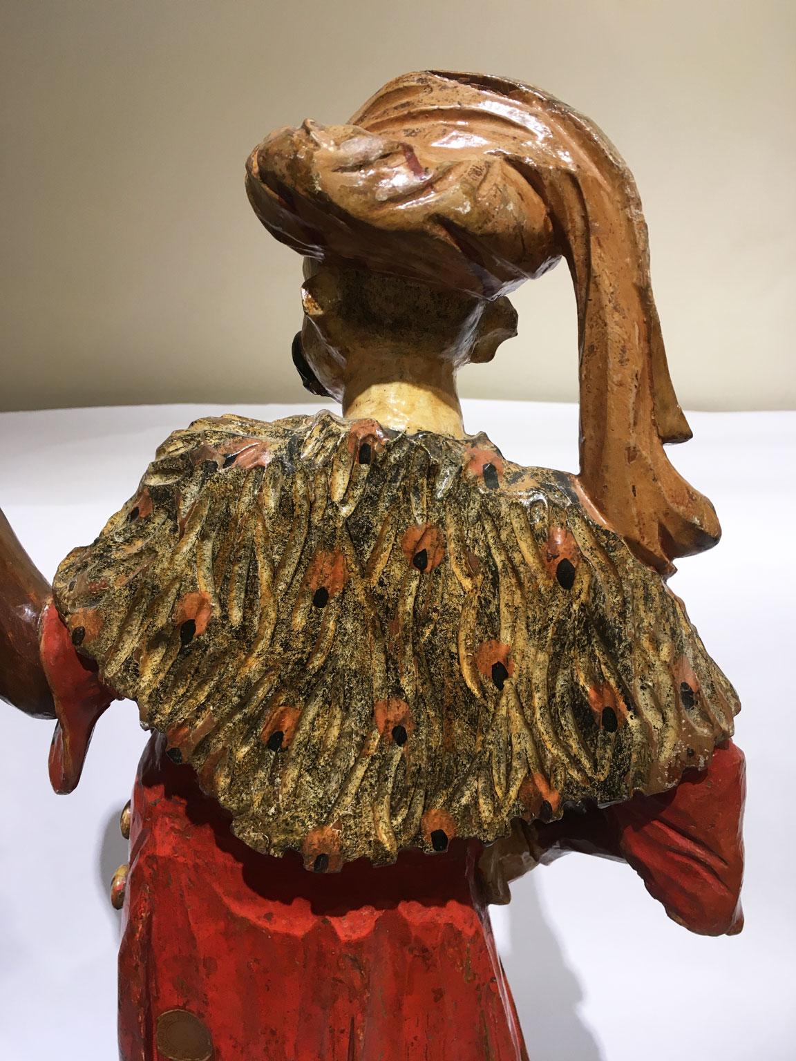 1750 Venecia Italia Escultura lacada policromada y grabada en madera en venta 1