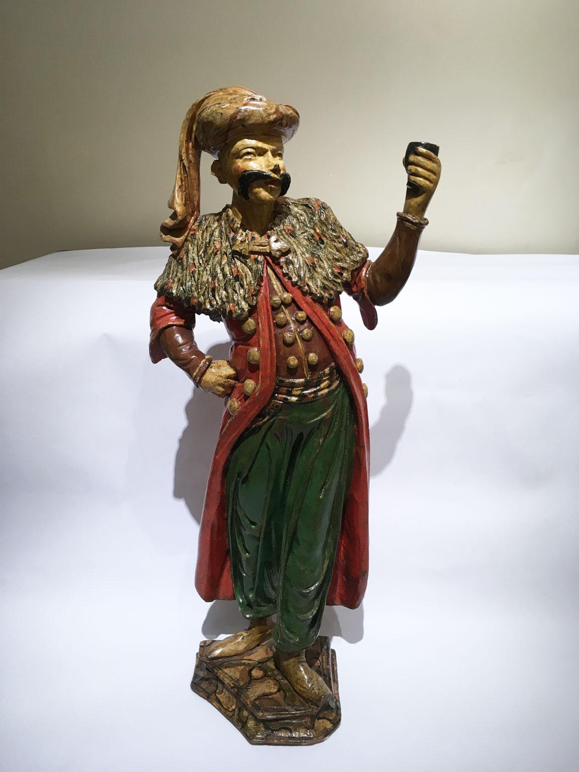 1750 Venecia Italia Escultura lacada policromada y grabada en madera en venta 5