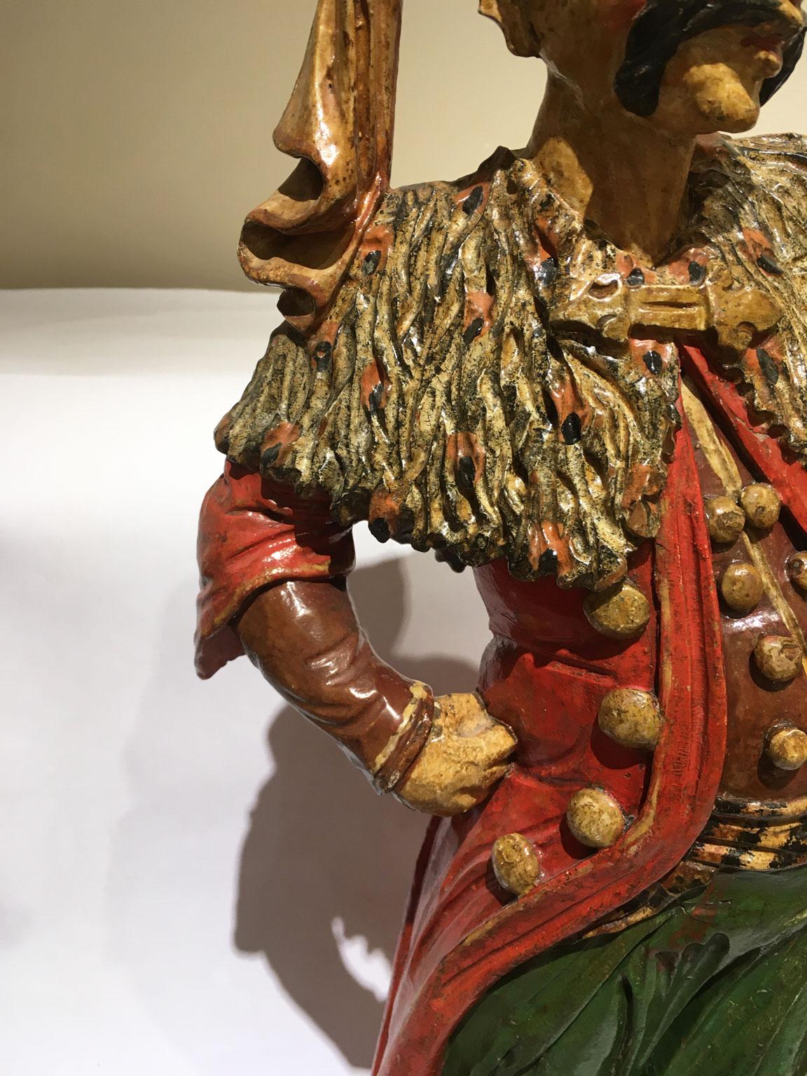 1750 Venecia Italia Escultura lacada policromada y grabada en madera Italiano en venta