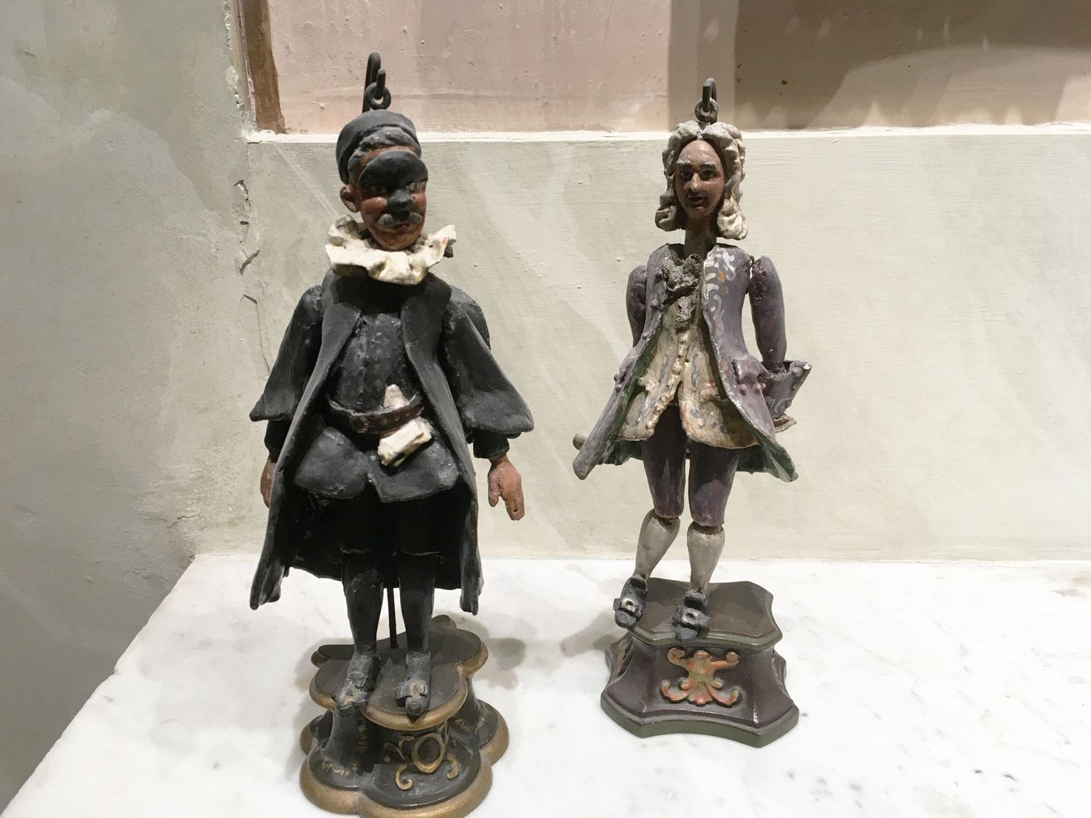 1750 Venezia Italy Set 7 Lacquered Puppets Polychrome Wooden and Papier Machè For Sale 3