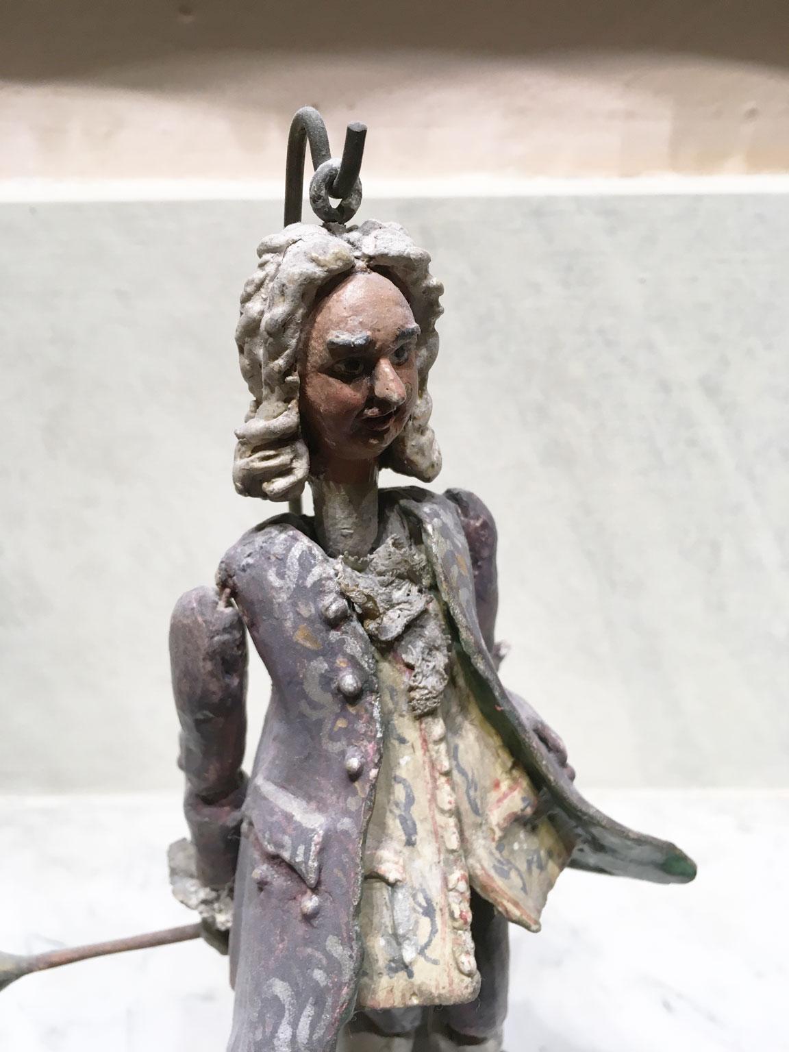 1750 Venezia Italy Set 7 Lacquered Puppets Polychrome Wooden and Papier Machè For Sale 8