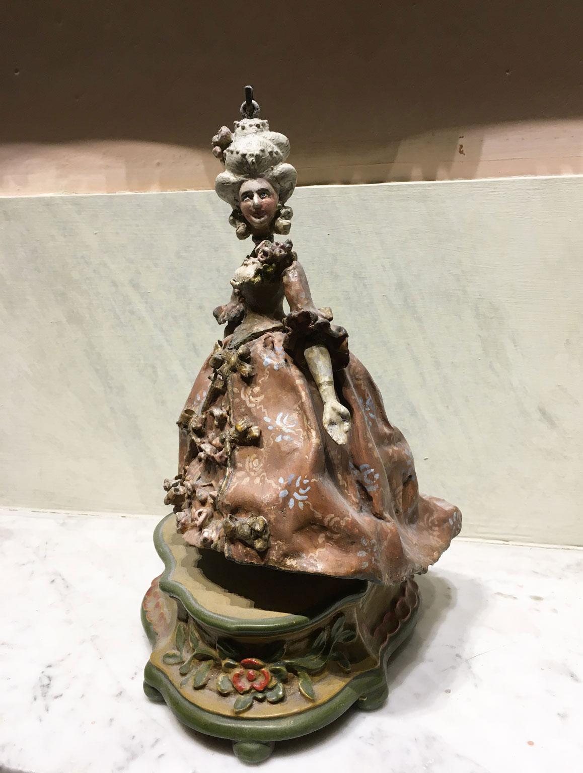1750 Venezia Italy Set 7 Lacquered Puppets Polychrome Wooden and Papier Machè For Sale 11