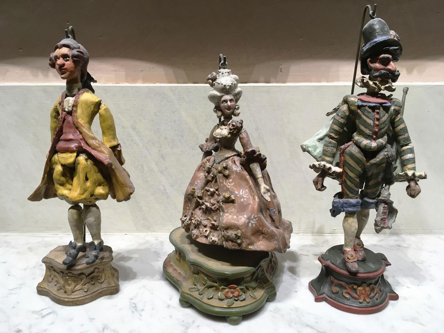 1750 Venezia Italy Set 7 Lacquered Puppets Polychrome Wooden and Papier Machè For Sale 12