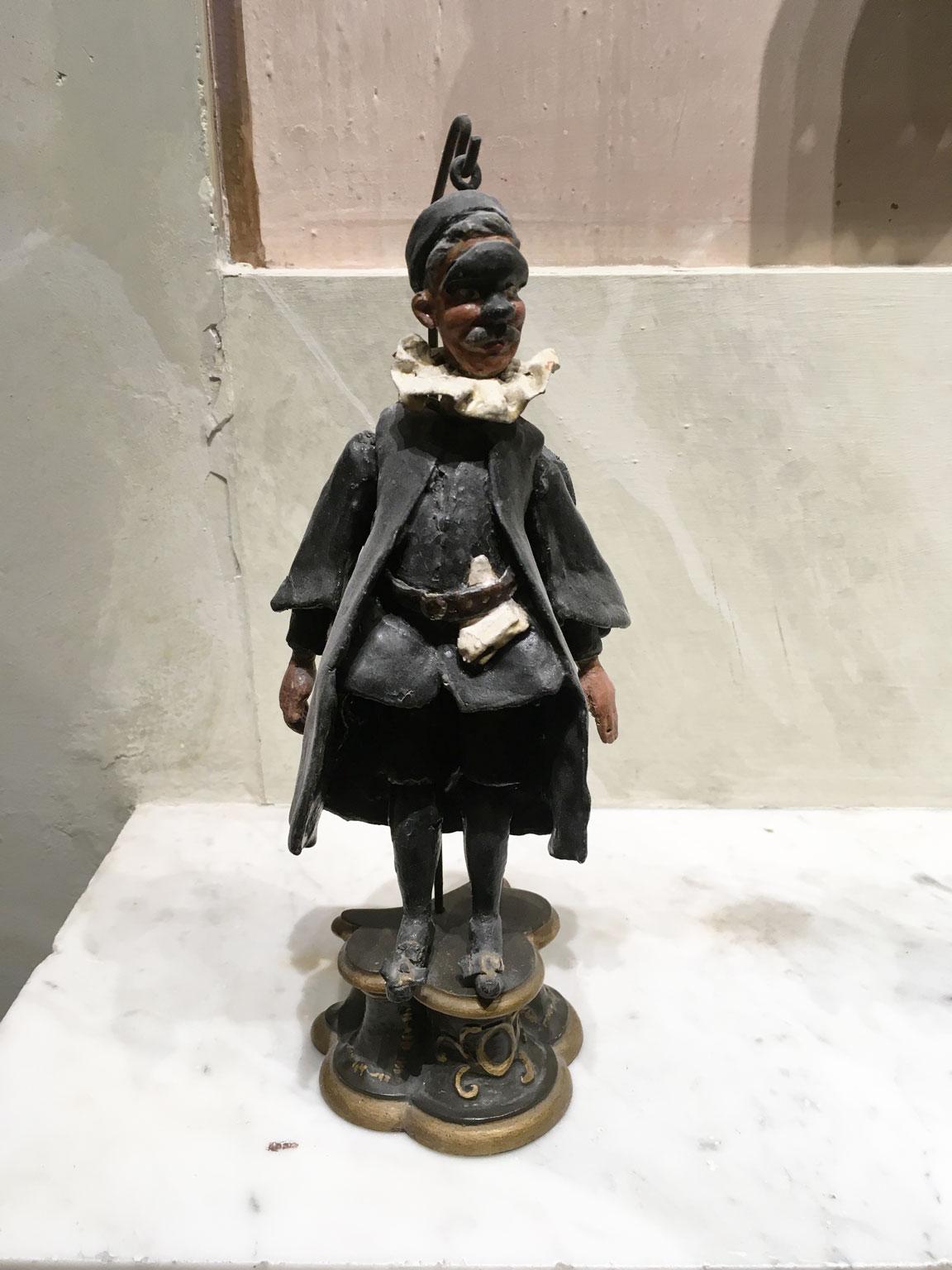 Italian 1750 Venezia Italy Set 7 Lacquered Puppets Polychrome Wooden and Papier Machè For Sale