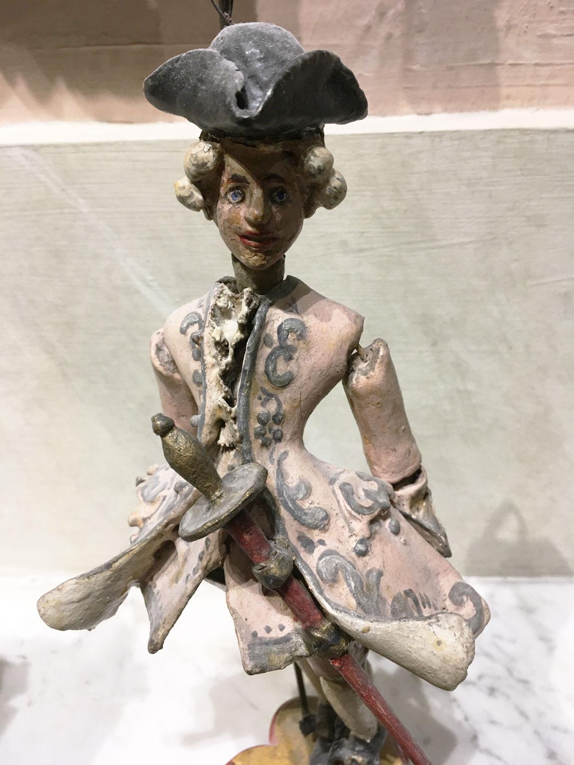 18th Century 1750 Venezia Italy Set 7 Lacquered Puppets Polychrome Wooden and Papier Machè For Sale