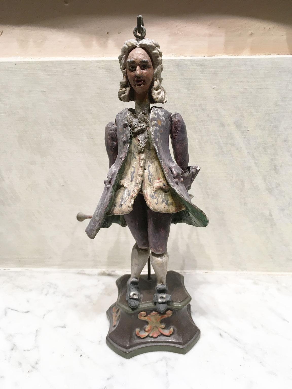 1750 Venezia Italy Set 7 Lacquered Puppets Polychrome Wooden and Papier Machè For Sale 1