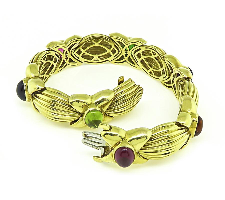 Women's 17.50ct Multi Color Gemstone Gold Bracelet For Sale