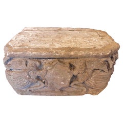 Antique 1750s Ancient Architectural Fragment Carved in Stone with Mythological Motifs