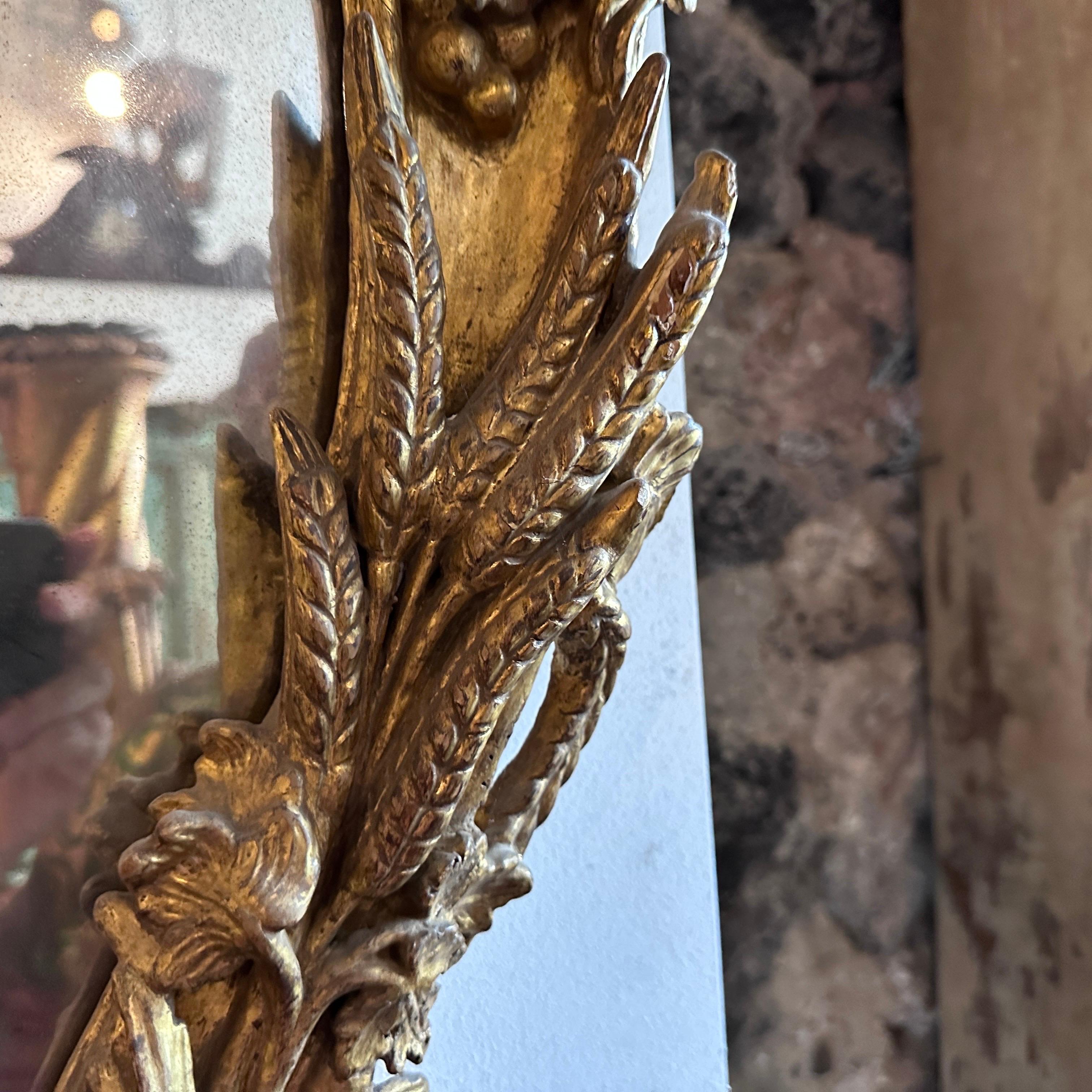 1750s Baroque Hand-Carved Giltwood Sicilian Wall Mirror For Sale 6