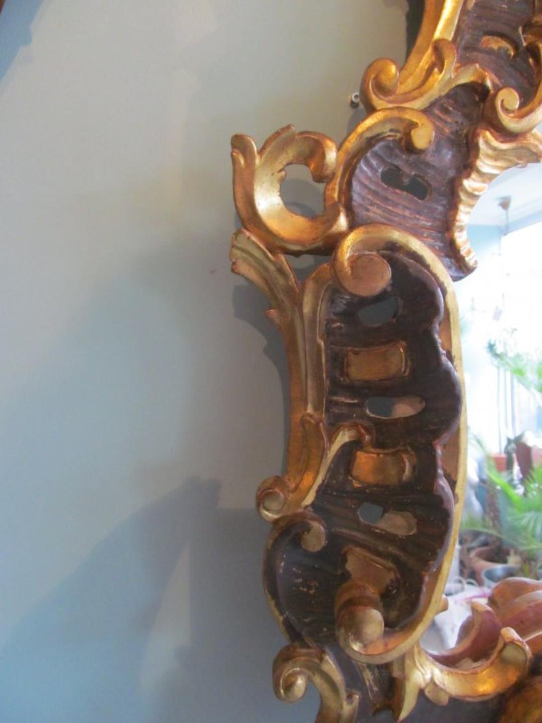 Hand-Crafted 1750s Baroque Table Mirror Made of Basswood For Sale