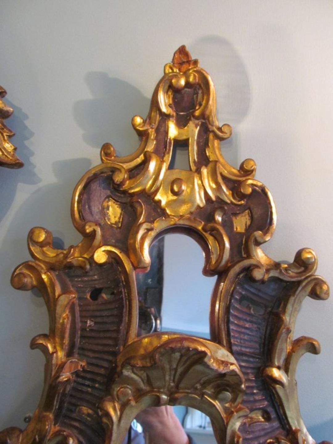 Walnut 1750s Baroque Table Mirror Made of Basswood For Sale