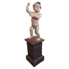 1750s Classical Putti Sculpture on Pedestal in Neoclassical Style