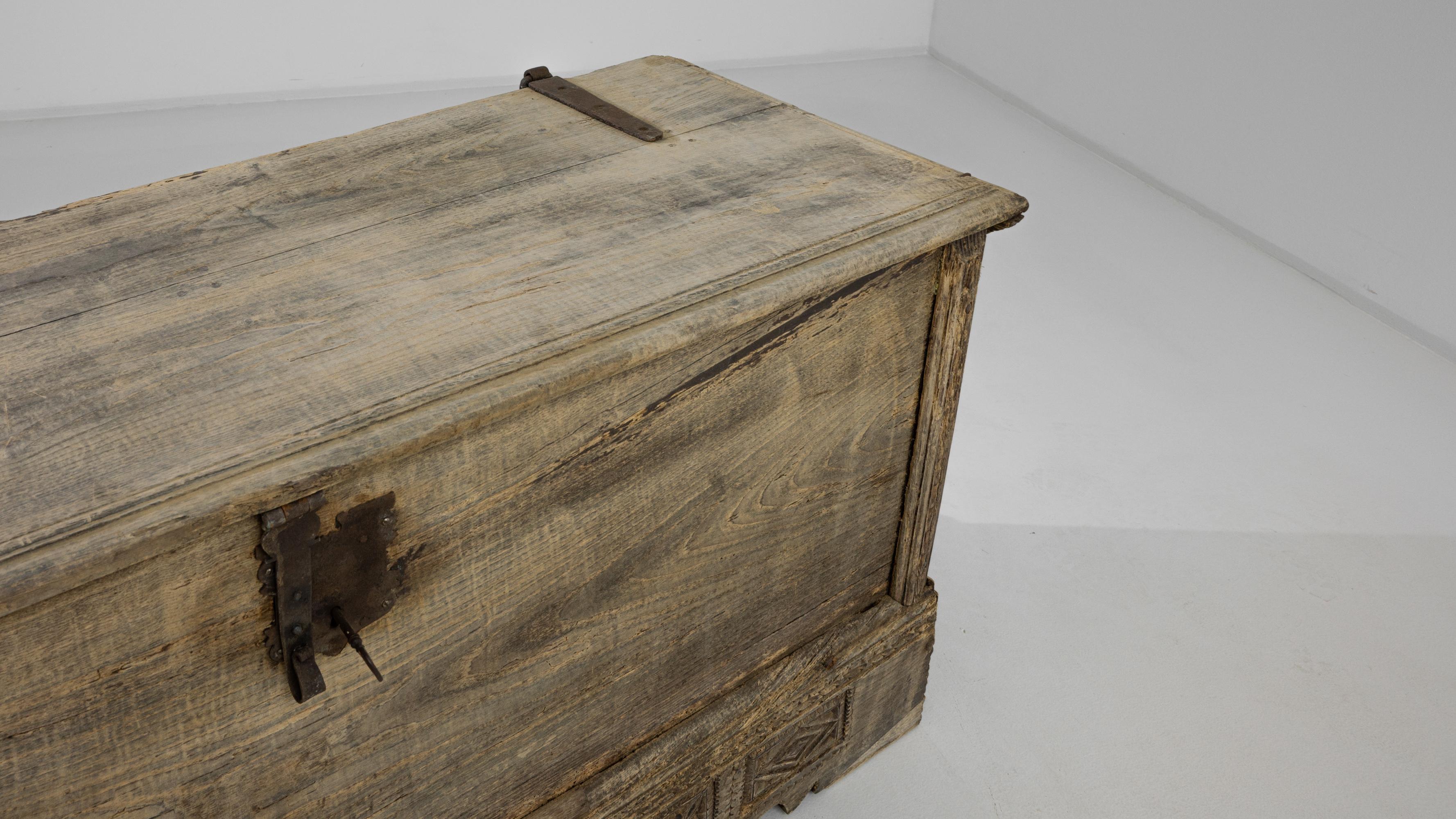 18th Century 1750s French Bleached Oak Trunk For Sale