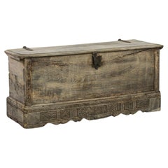 Antique 1750s French Bleached Oak Trunk
