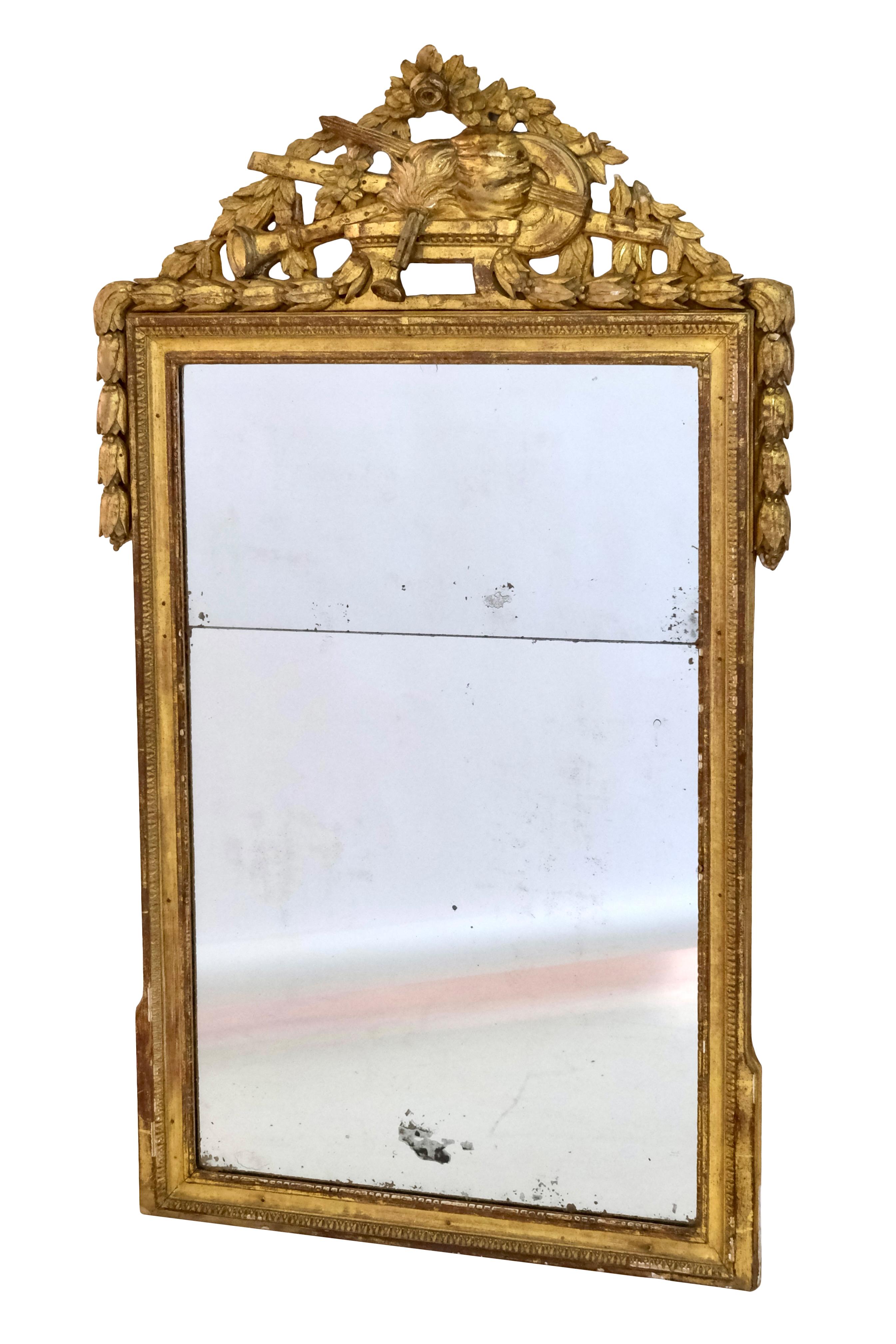 1750er Louis Seize XVI Goldener Konsolentisch mit Marmor und originalem Spiegel  im Angebot 5