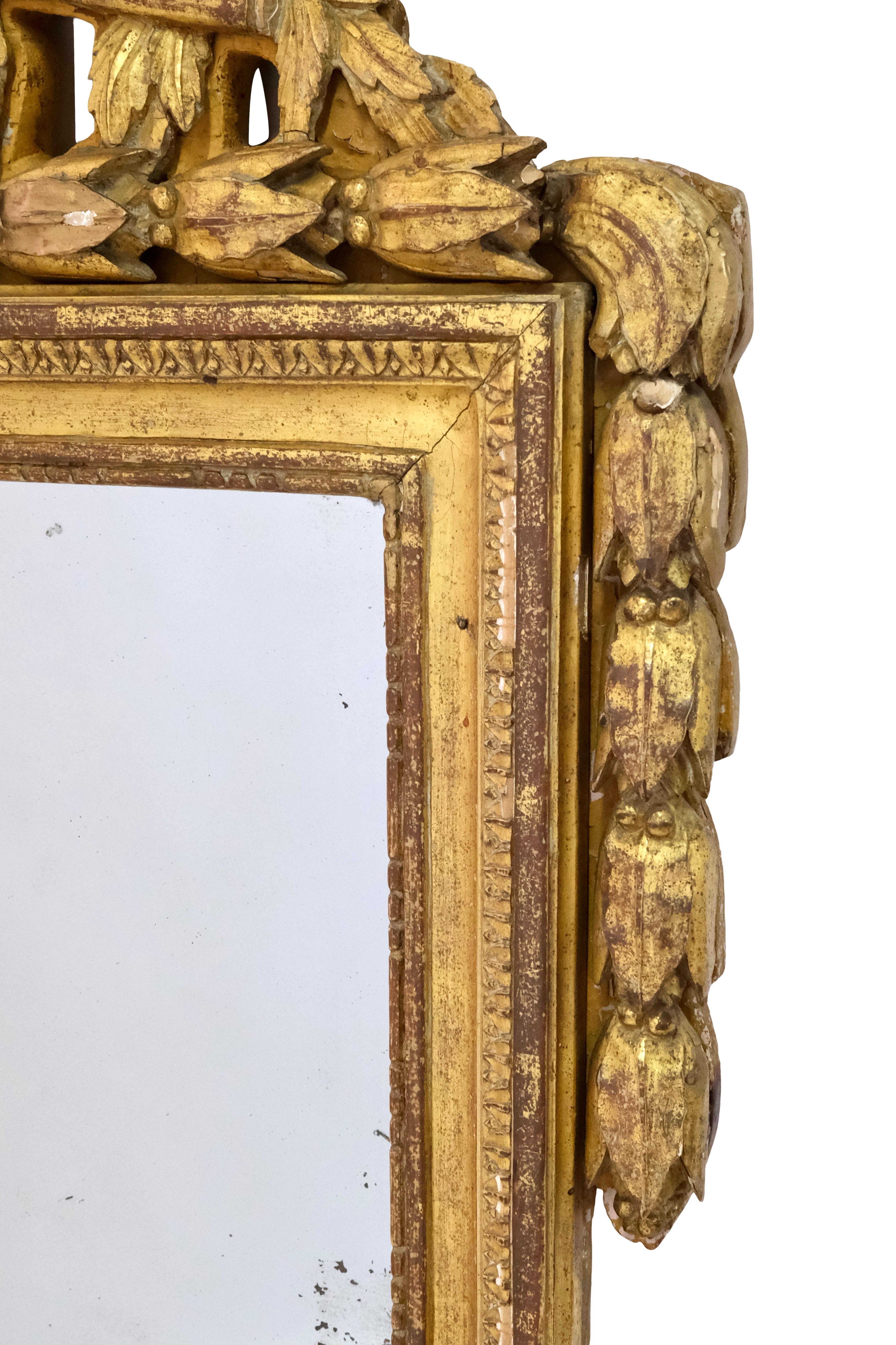 1750er Louis Seize XVI Goldener Konsolentisch mit Marmor und originalem Spiegel  im Angebot 6