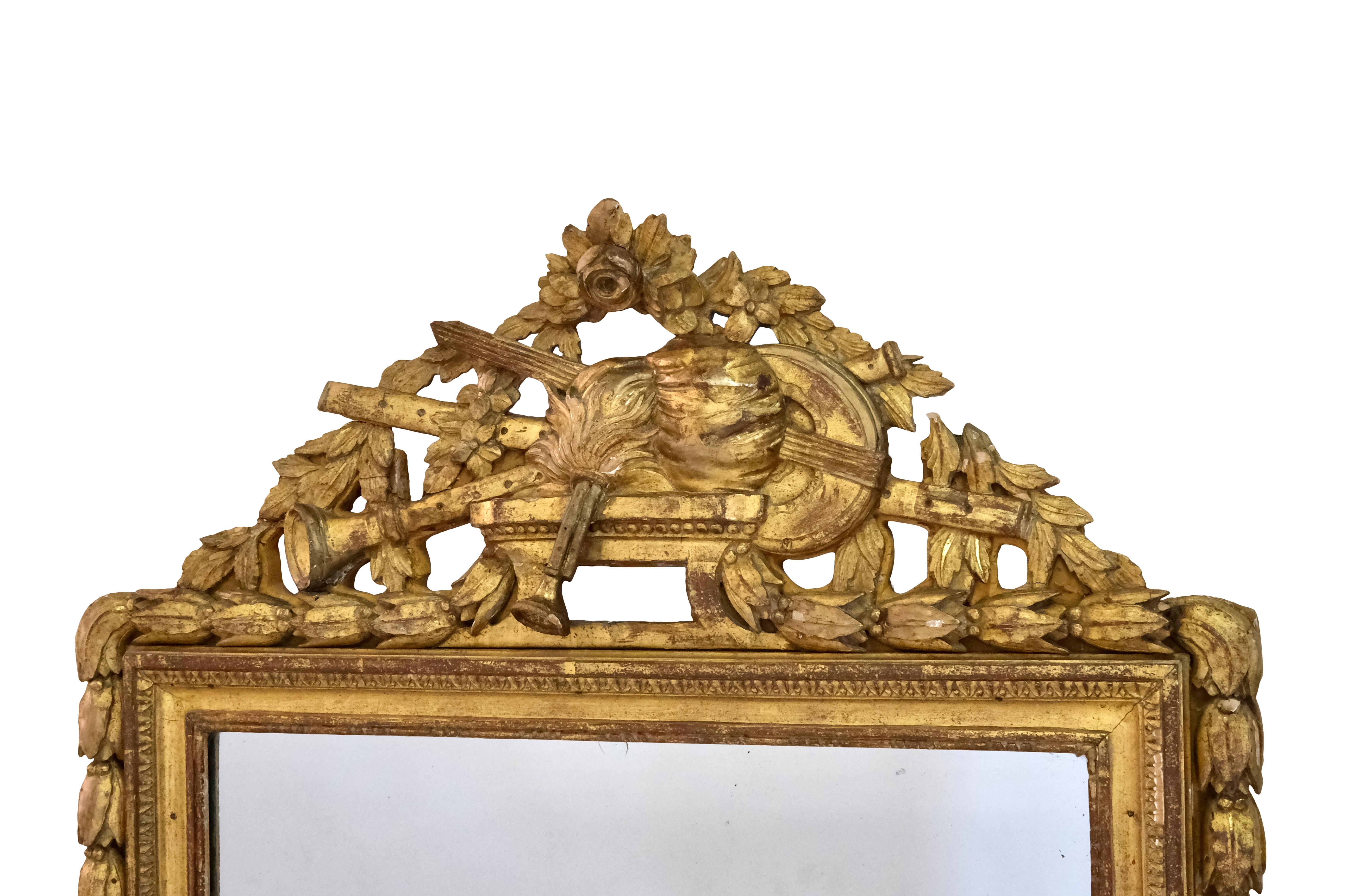 1750er Louis Seize XVI Goldener Konsolentisch mit Marmor und originalem Spiegel  im Angebot 7