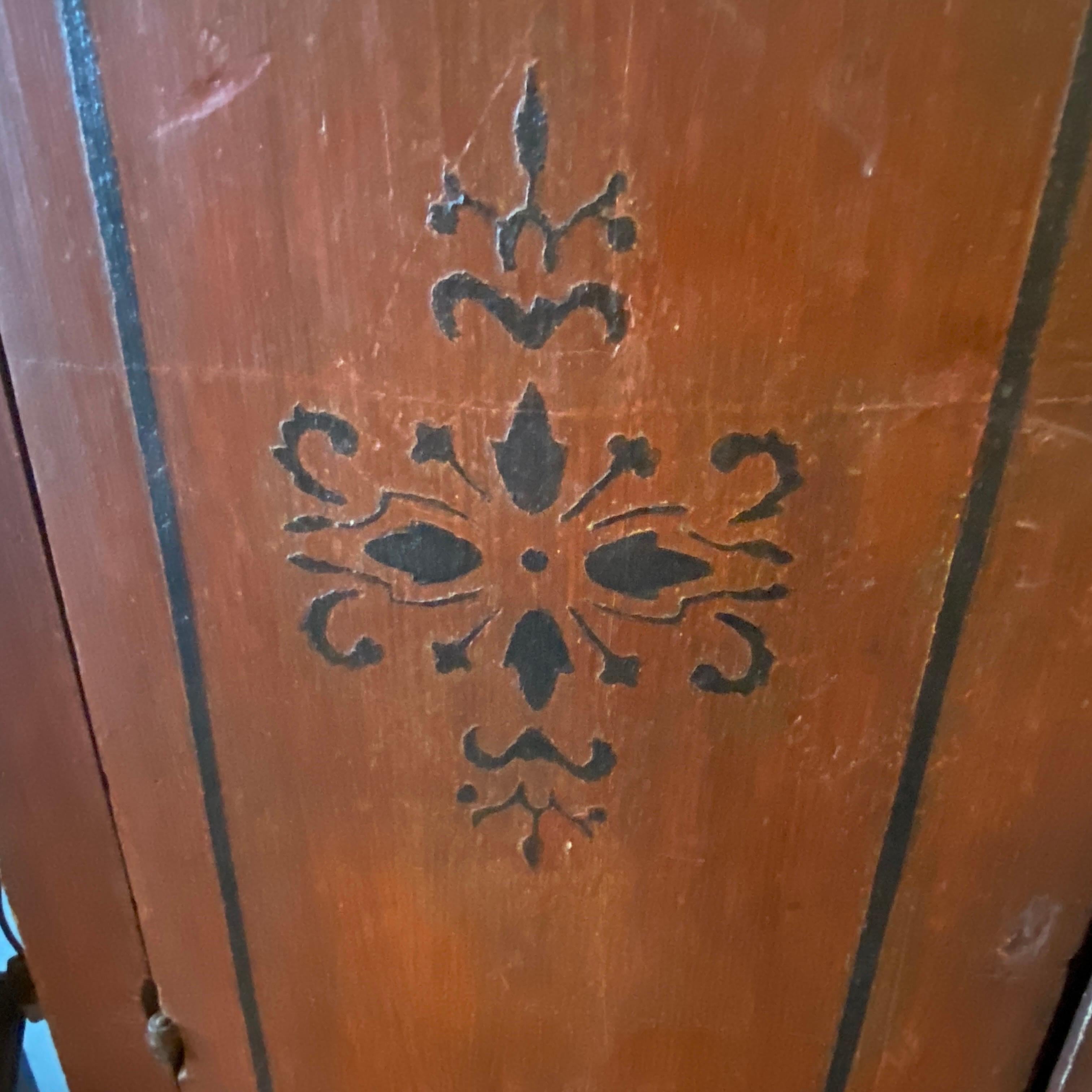 Hand-Carved 1750s Louis XV Hand-Painted Fir Wood Rustic Sicilian Trumeau For Sale