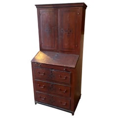Antique 1750s Louis XV Hand-Painted Fir Wood Rustic Sicilian Trumeau