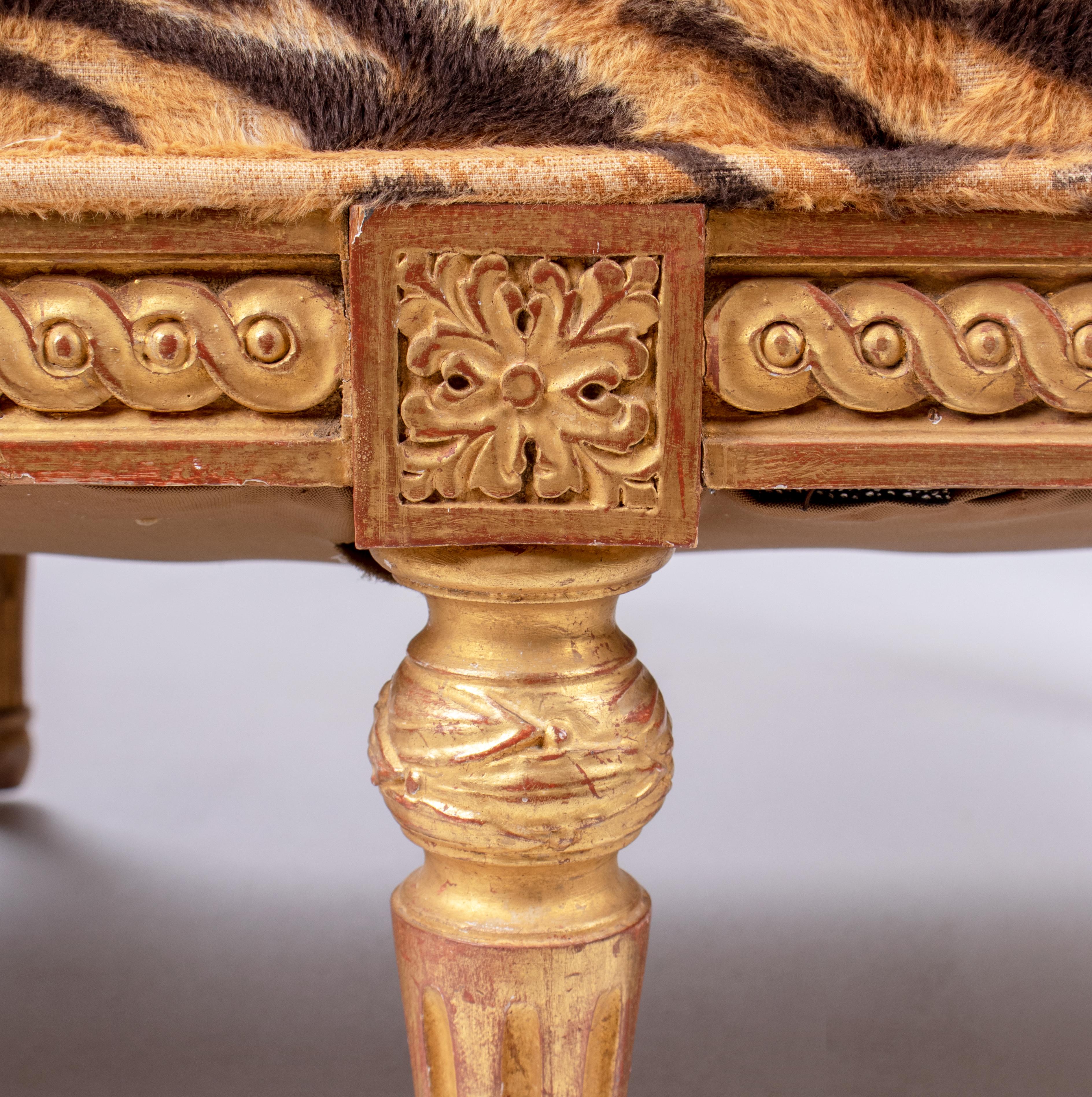 1750s Pair of French Charles IV Gold Gilded Upholstered Sofas 2