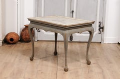 1750s Swedish Rococo Gray Painted Tea Table with Tray Top and Ball and Claw Feet
