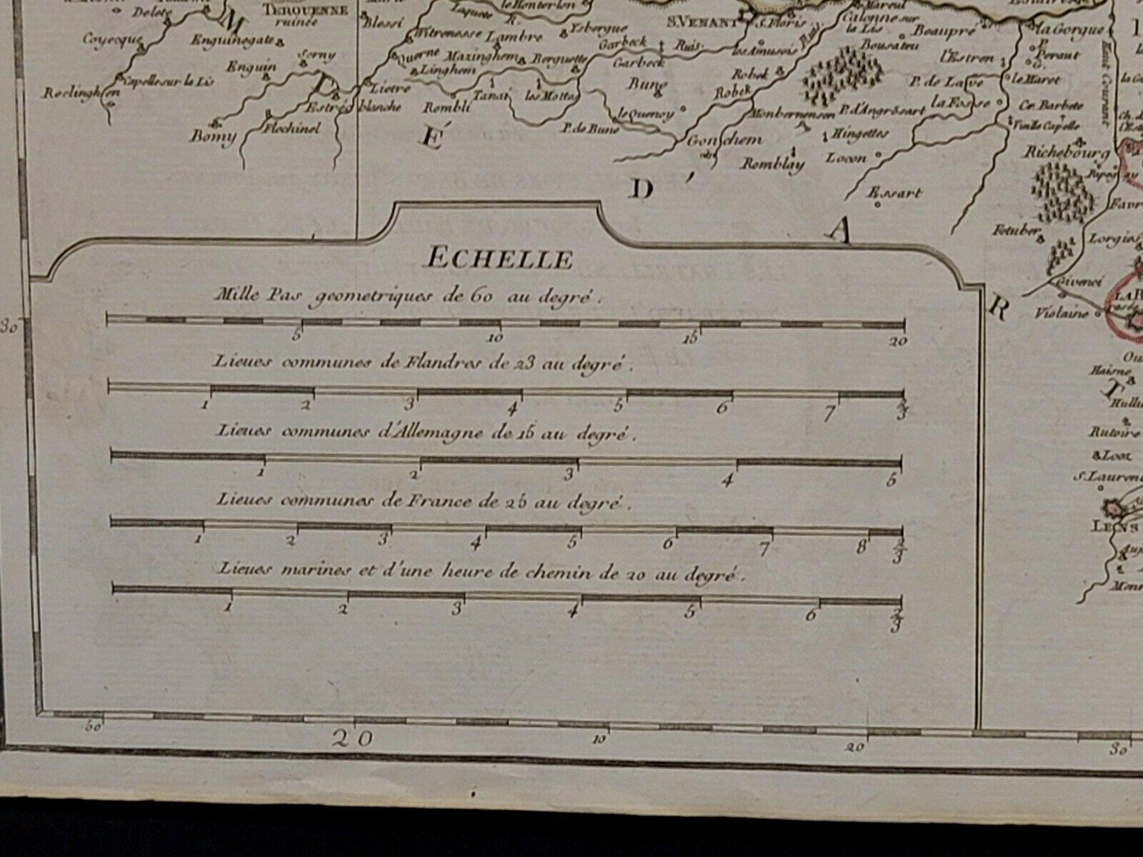 Inconnu 1752 Carte de Vaugoundy des Flandres : Belgique, France et Pays-Bas, Ric.a002 en vente