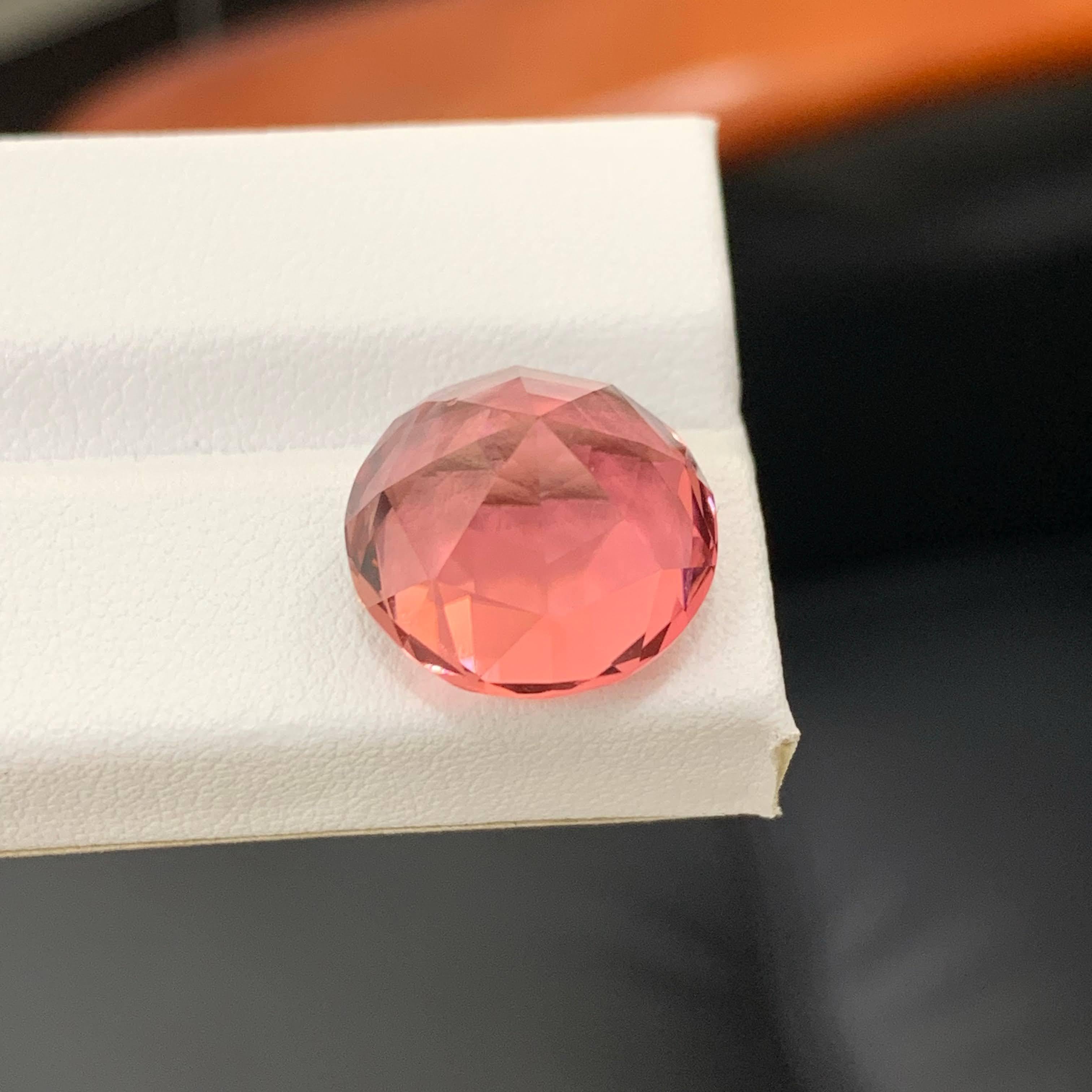17.55 Carat Natural Loose Peachy Pink Tourmaline Round Cut African Gemstone (pierre précieuse africaine) en vente 4
