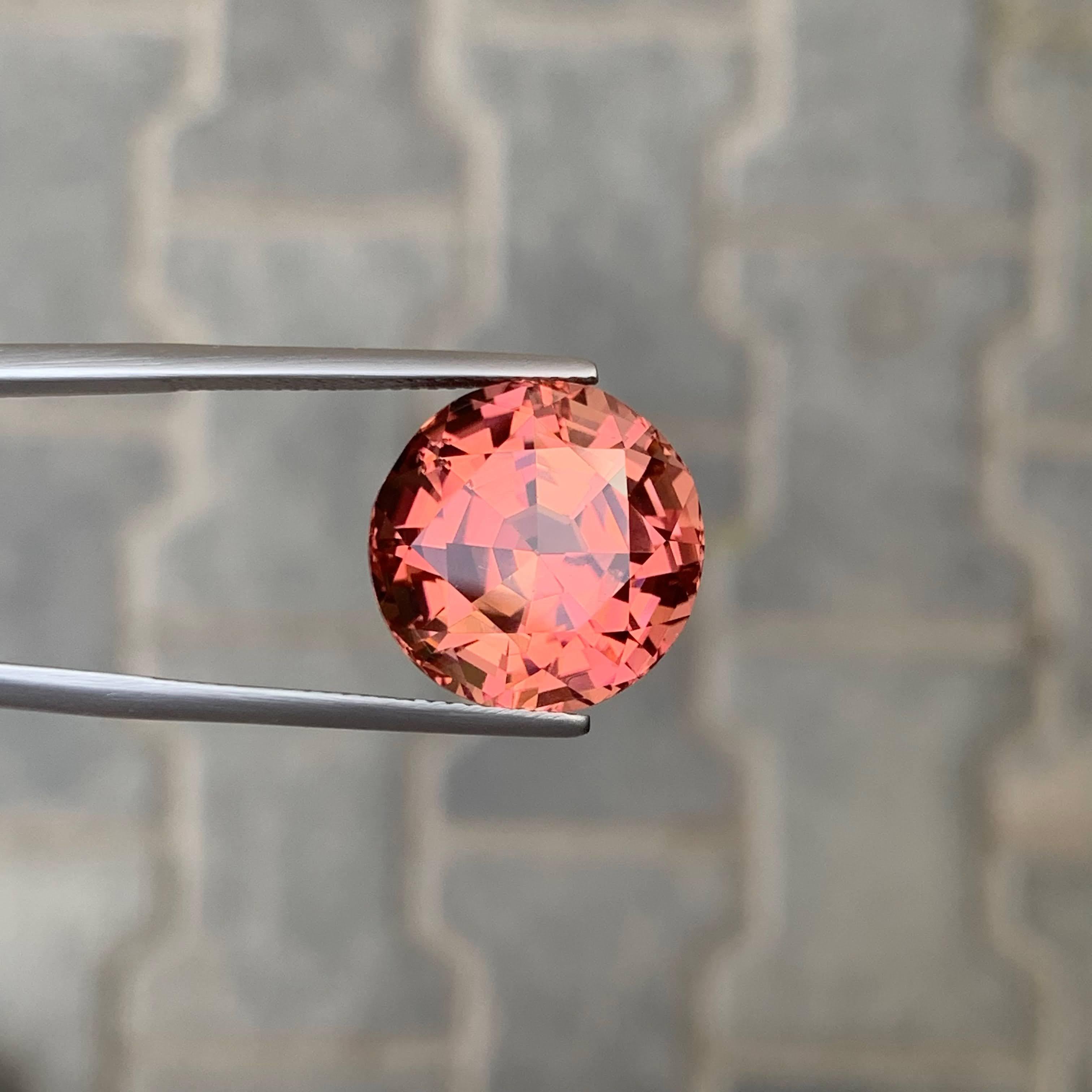Taille ronde 17.55 Carat Natural Loose Peachy Pink Tourmaline Round Cut African Gemstone (pierre précieuse africaine) en vente