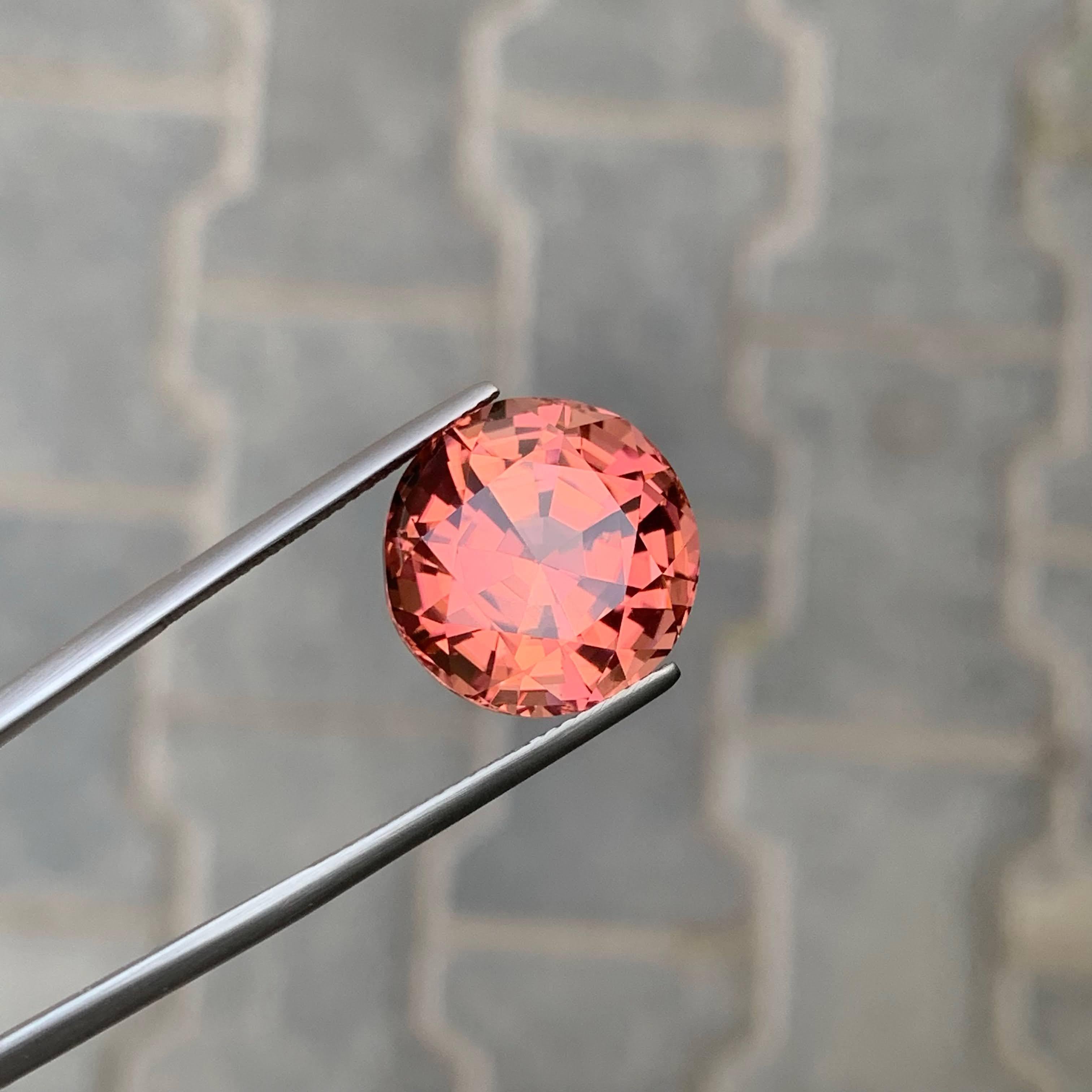 17.55 Carat Natural Loose Peachy Pink Tourmaline Round Cut African Gemstone (pierre précieuse africaine) Unisexe en vente