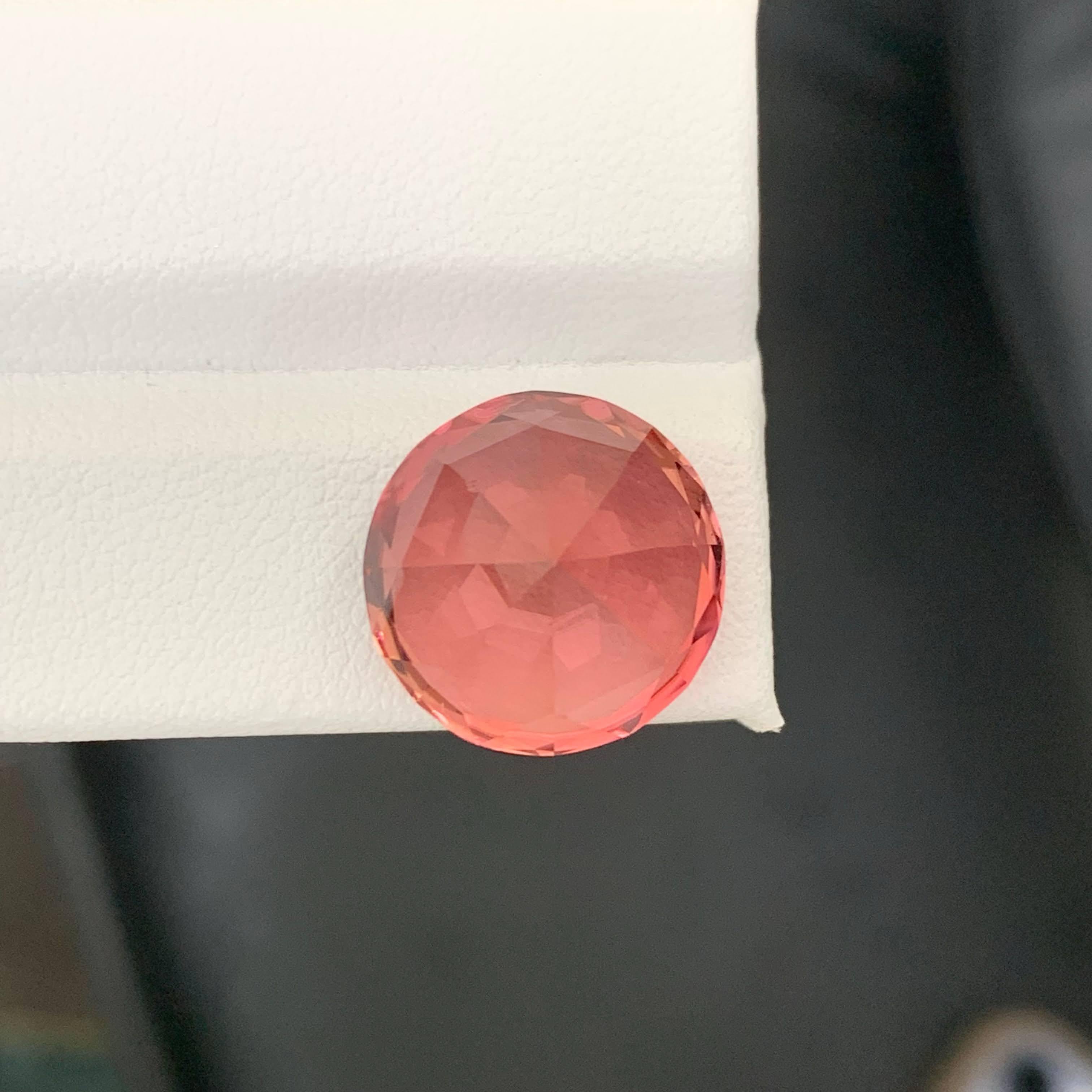 17.55 Carat Natural Loose Peachy Pink Tourmaline Round Cut African Gemstone (pierre précieuse africaine) en vente 3