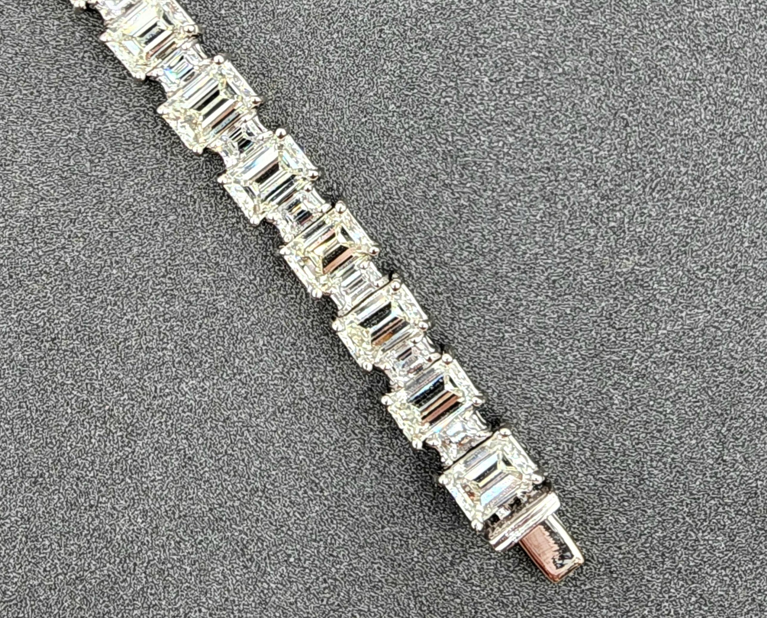 Pulsera talla esmeralda y baguette 17,55 ct en venta 1