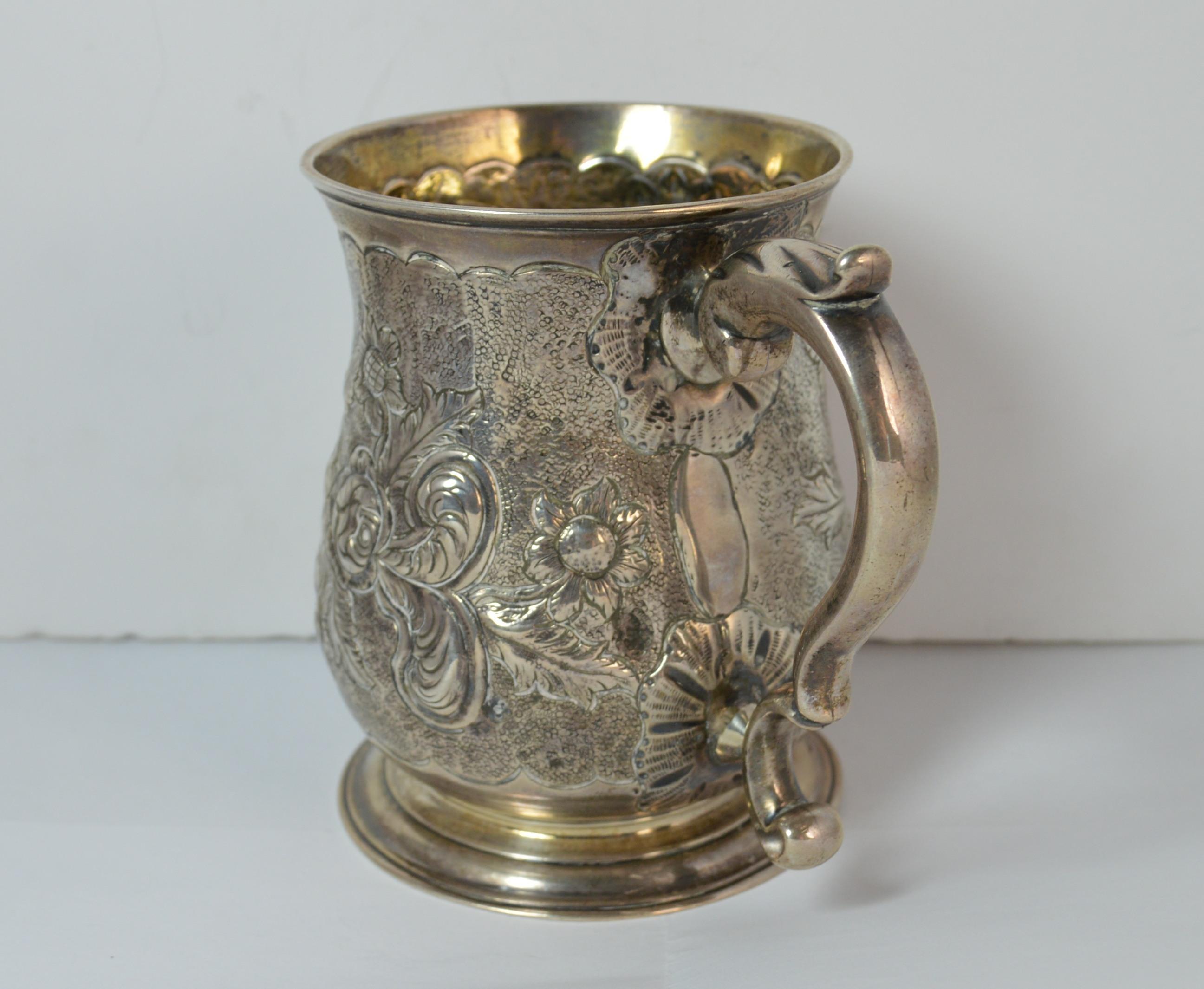 George III 1755 Georgian English Silver Mug Tankard Cup