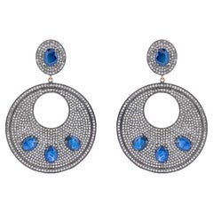 17.56 Carat Diamond and Sapphire Drop Earrings