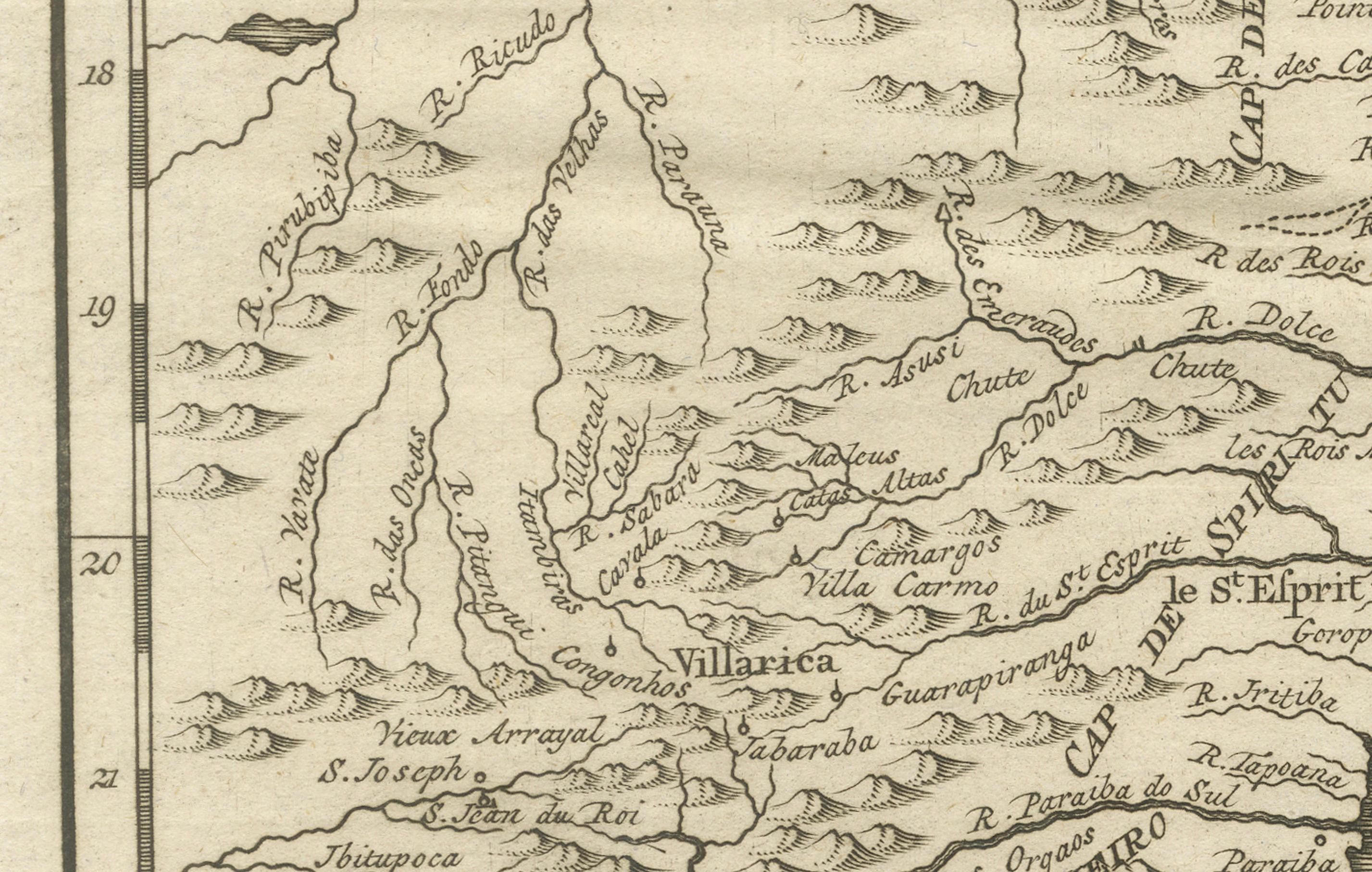 Carta geografica antica del Brasile da Bahia a São Paulo - Bellin per L'Histoire des Voyages

Questa elegante mappa francese del XVIII secolo intitolata 