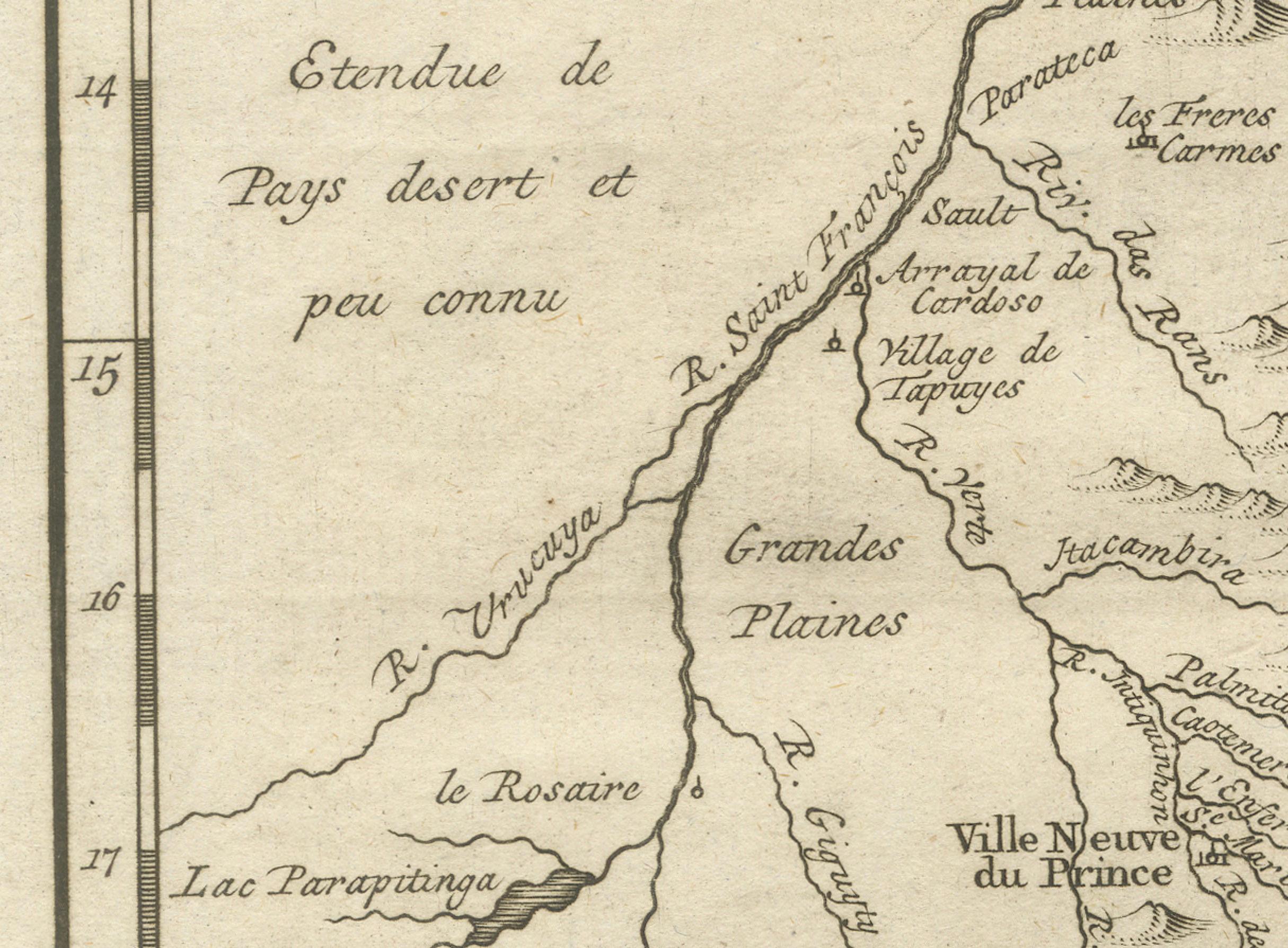 Inciso Mappa del 1756 del Brasile da Bahia a São Paulo di Bellin - Incisione Coloniale Francese in vendita