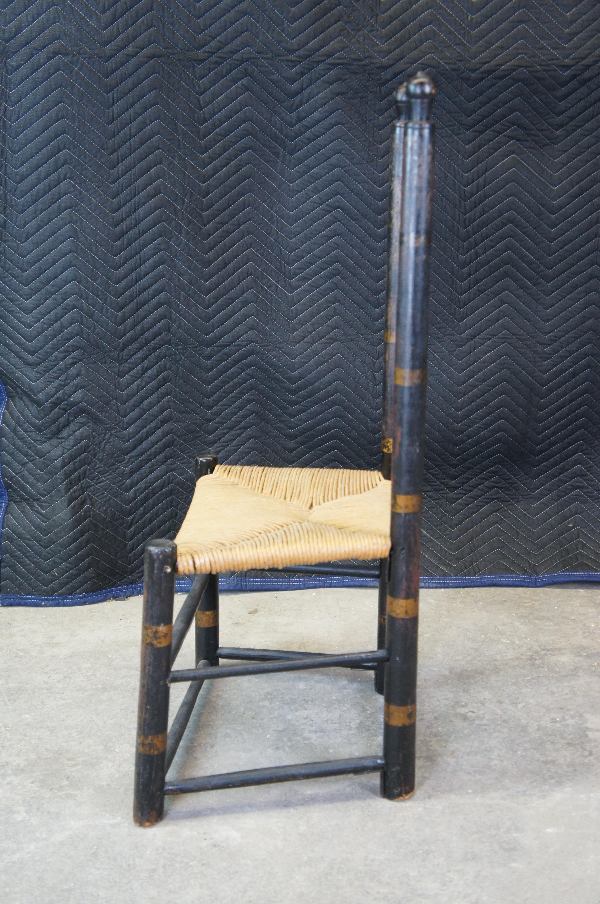 1757 Antique 18th Century Primitive Folk Art Ladderback Rush Shaker Chair  3