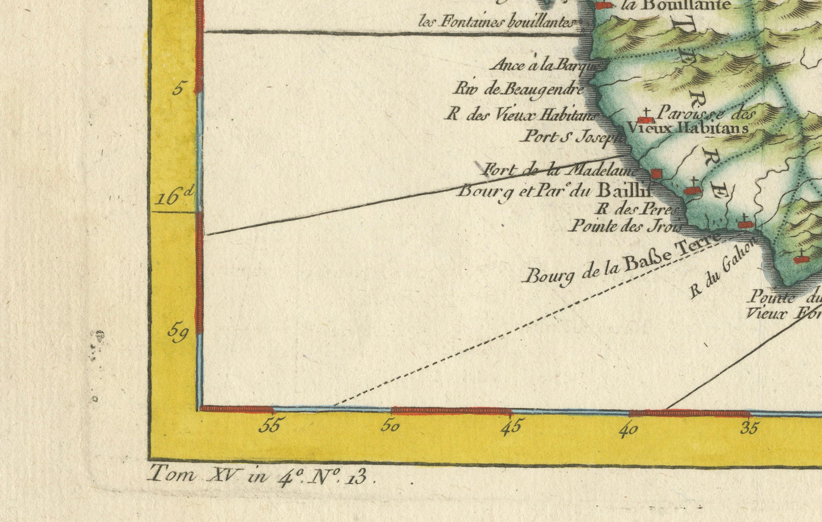 Inciso Mappa di Guadalupa e Marie-Galante di Bellin del 1758 - Isole dei Caraibi in vendita