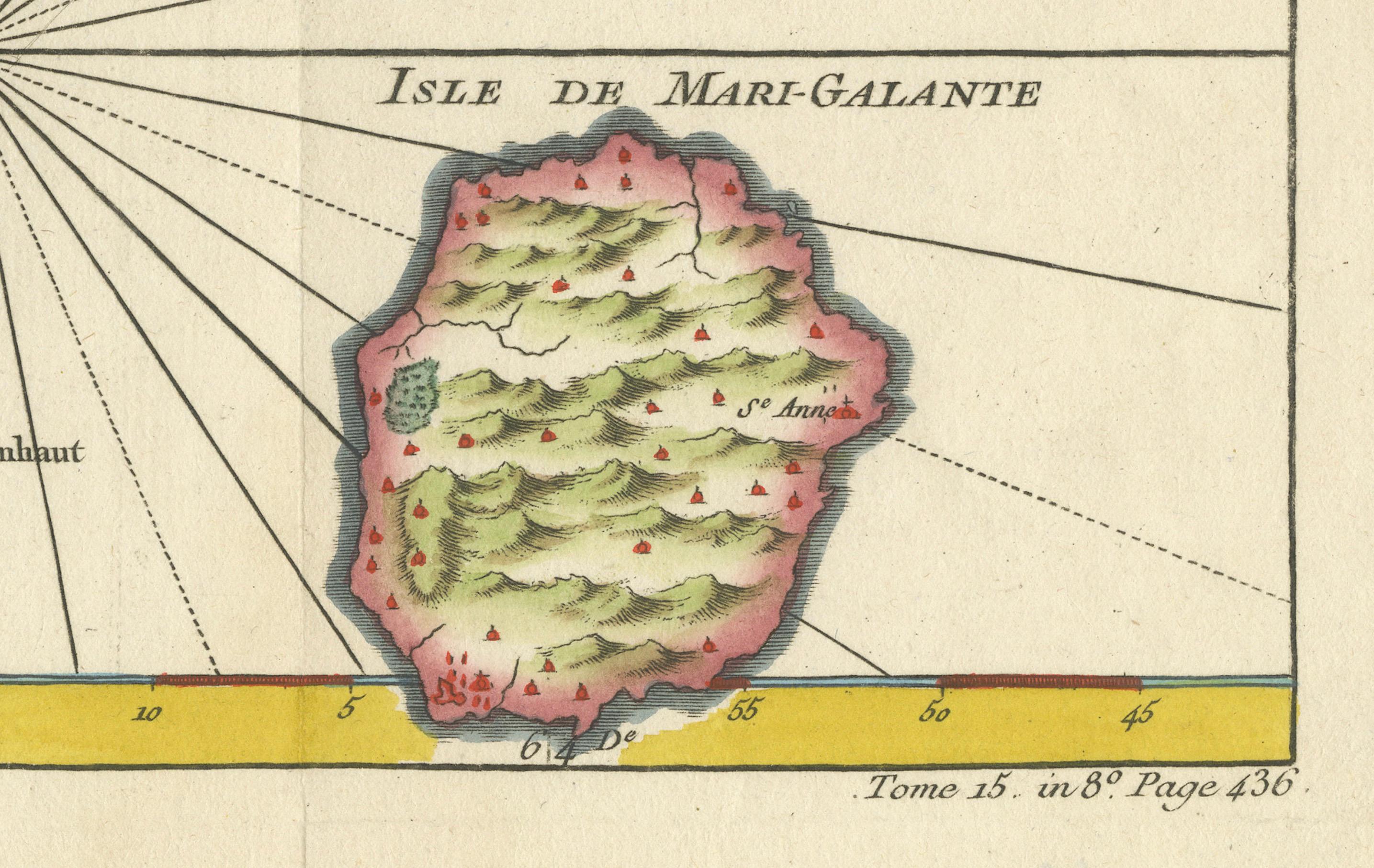 XVIII secolo Mappa di Guadalupa e Marie-Galante di Bellin del 1758 - Isole dei Caraibi in vendita