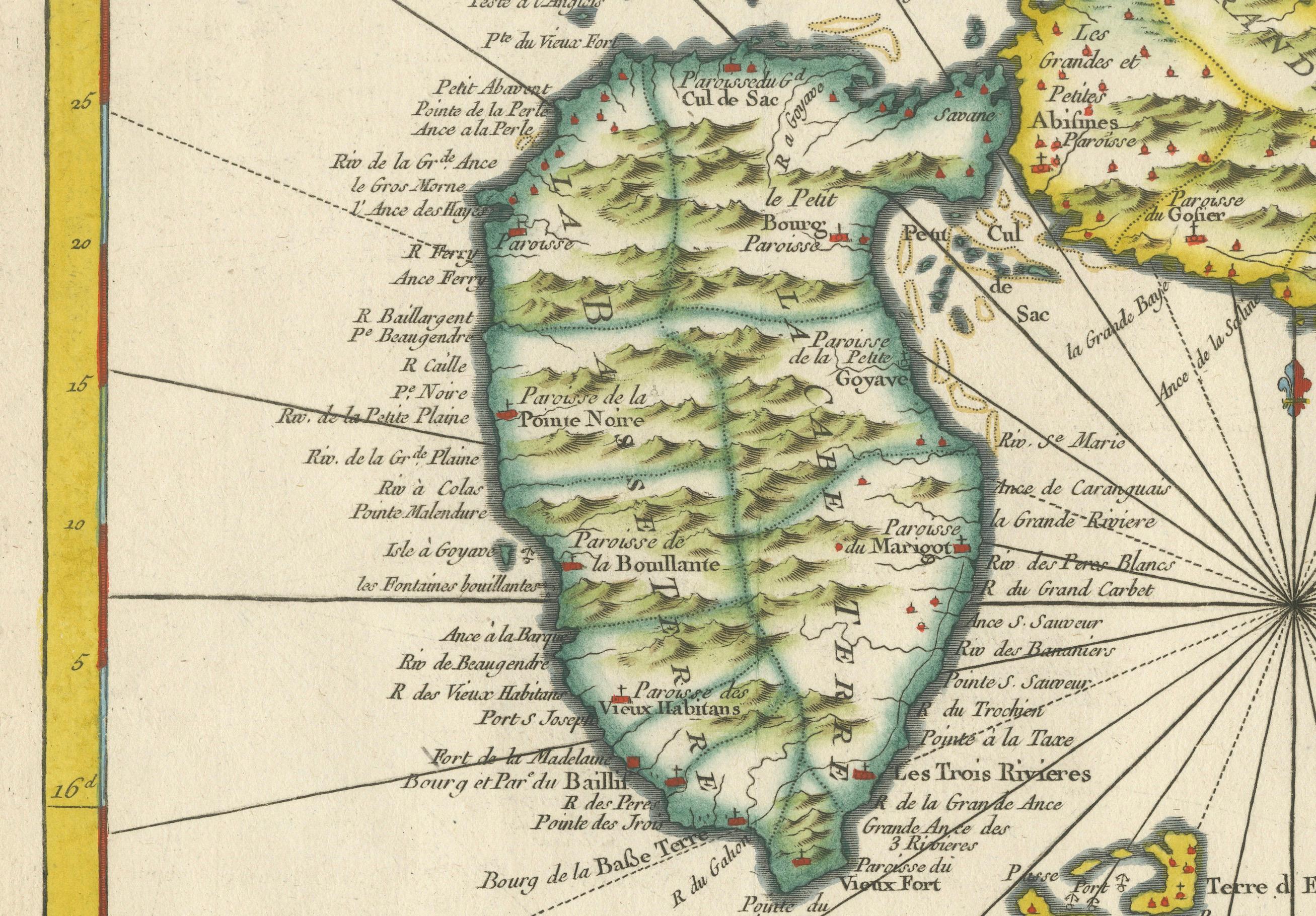 Mappa di Guadalupa e Marie-Galante di Bellin del 1758 - Isole dei Caraibi in vendita 2