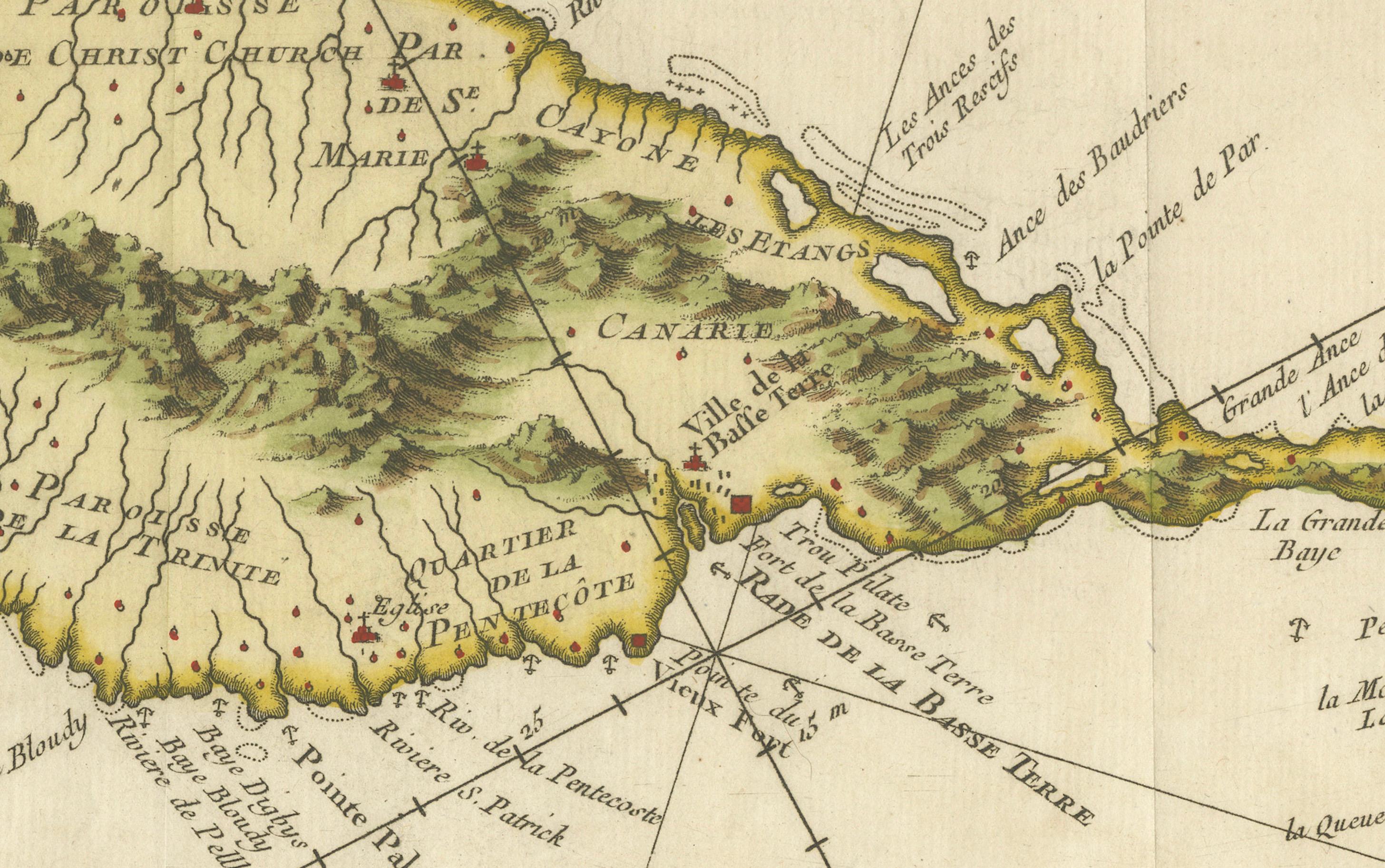 Mappa di Saint Kitts - St. Christophe del 1758, Incisione Antique French in vendita 1