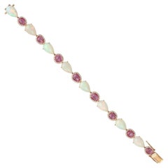 17.58ct Opal & Sapphire Bracelet With Diamonds Made In 18k Gold