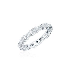 1.75ct Baguette & Round Diamond Bar Set Eternity Band in 18KT Gold