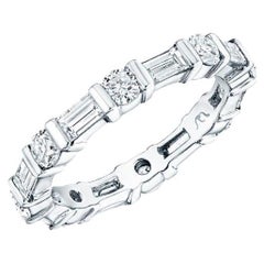 1.75ct Baguette & Round Diamond Bar Set Eternity Band in 18KT Gold