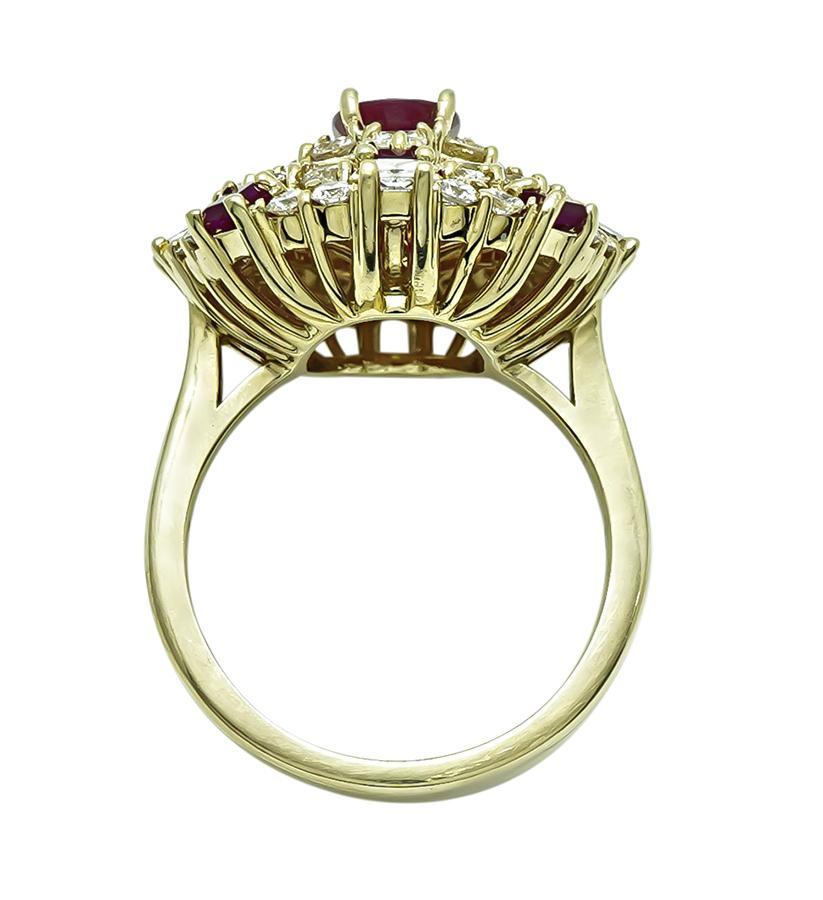 1.75ct Burma Ruby 2.00ct Diamond Gold Cocktail Ring In Good Condition For Sale In New York, NY